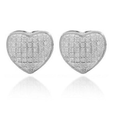 White 10K Solid White Gold Womens Diamond Heart Stud Earrings 0.25 Ctw